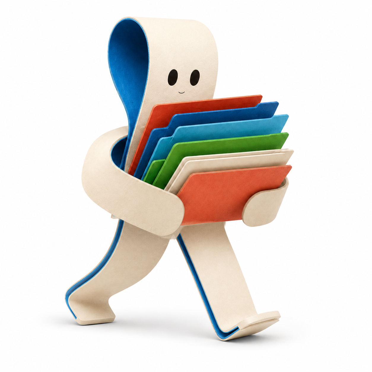 Deskfolk coworker carrying colorful project files